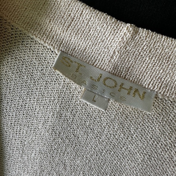 Vintage St John Santana Cardigan. Dark Cream color. Sz. L. - Picture 4 of 11
